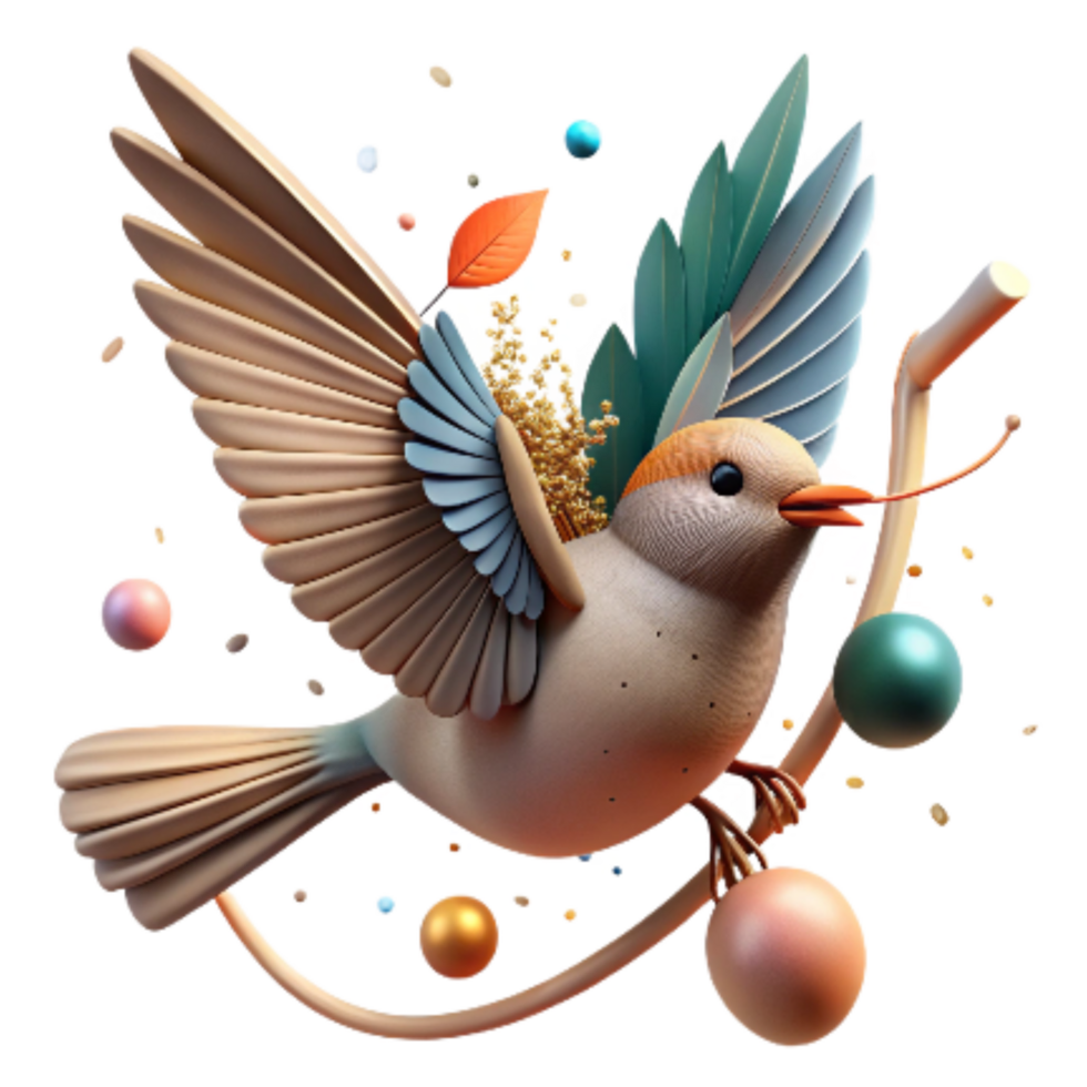 extraordinary creative Bird in Flight Carrying Twig in Beak Transparent Cutout high quality png
