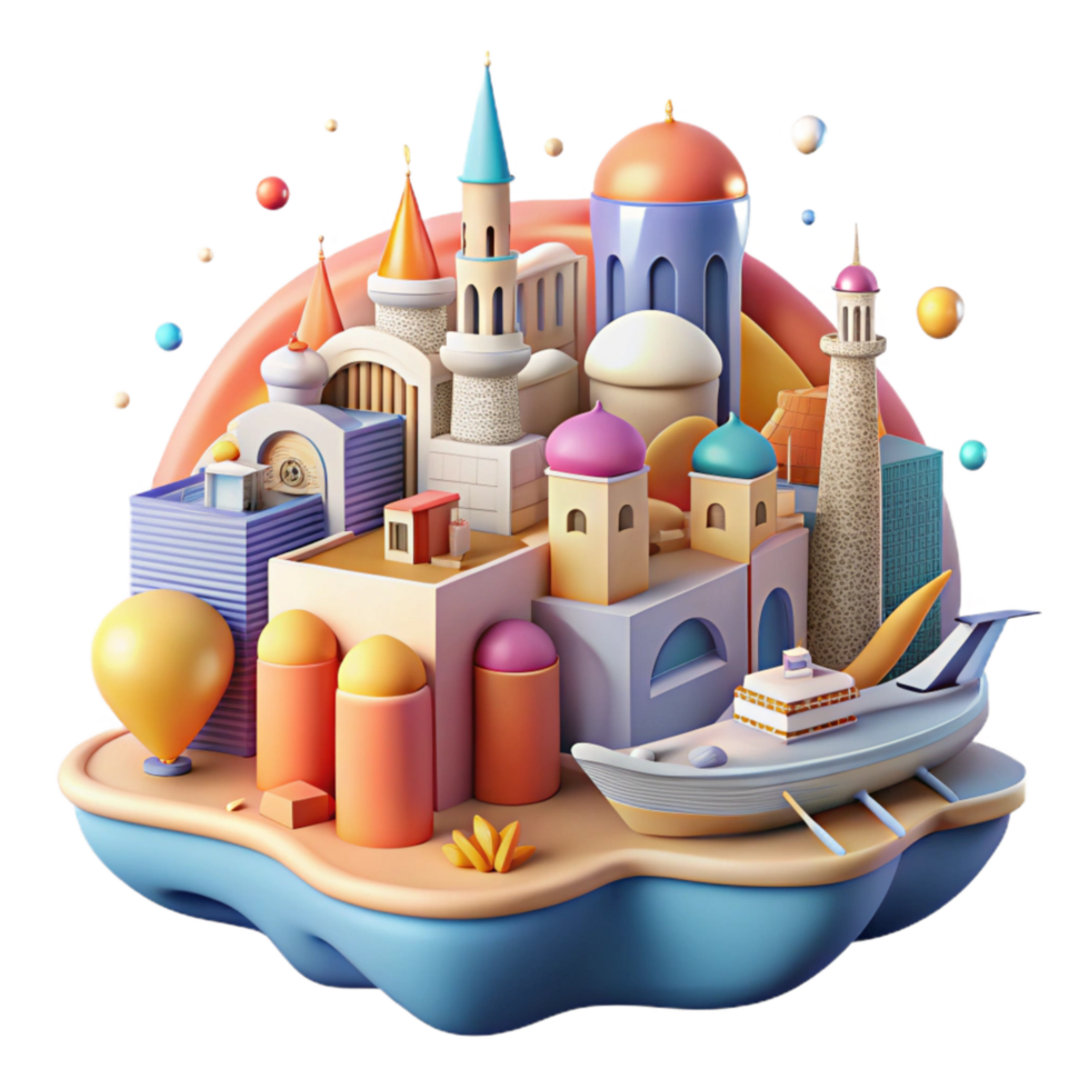 serene creative Colorful Illustration of a Spice Market Cutout original png