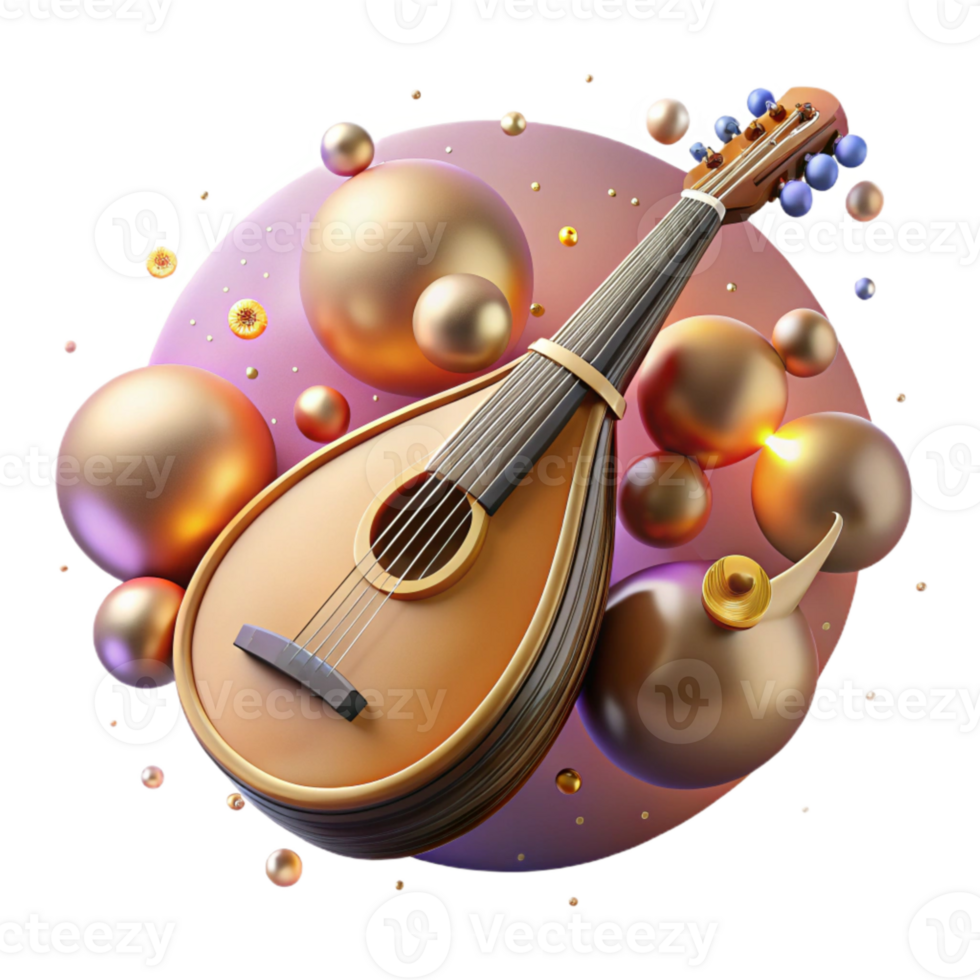 impressive modern Bouzouki Greek Music String Instrument Isolated Cutout authentic png