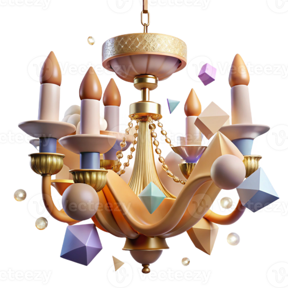 vibrant rustic Crystal Chandelier with Soft Lighting Cutout high resolution png