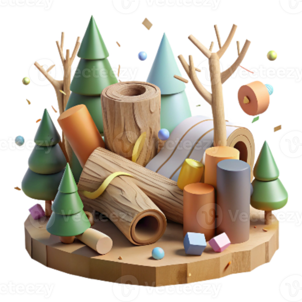 elegant vintage Deforestation Scene with Cut Down Trees Cutout high resolution png