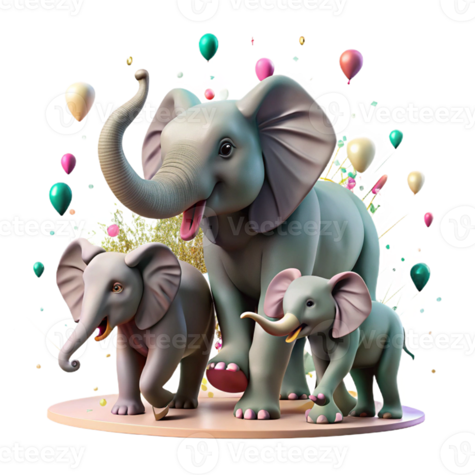extraordinary vintage Elephant Family Fleeing Poachers Isolated professional png