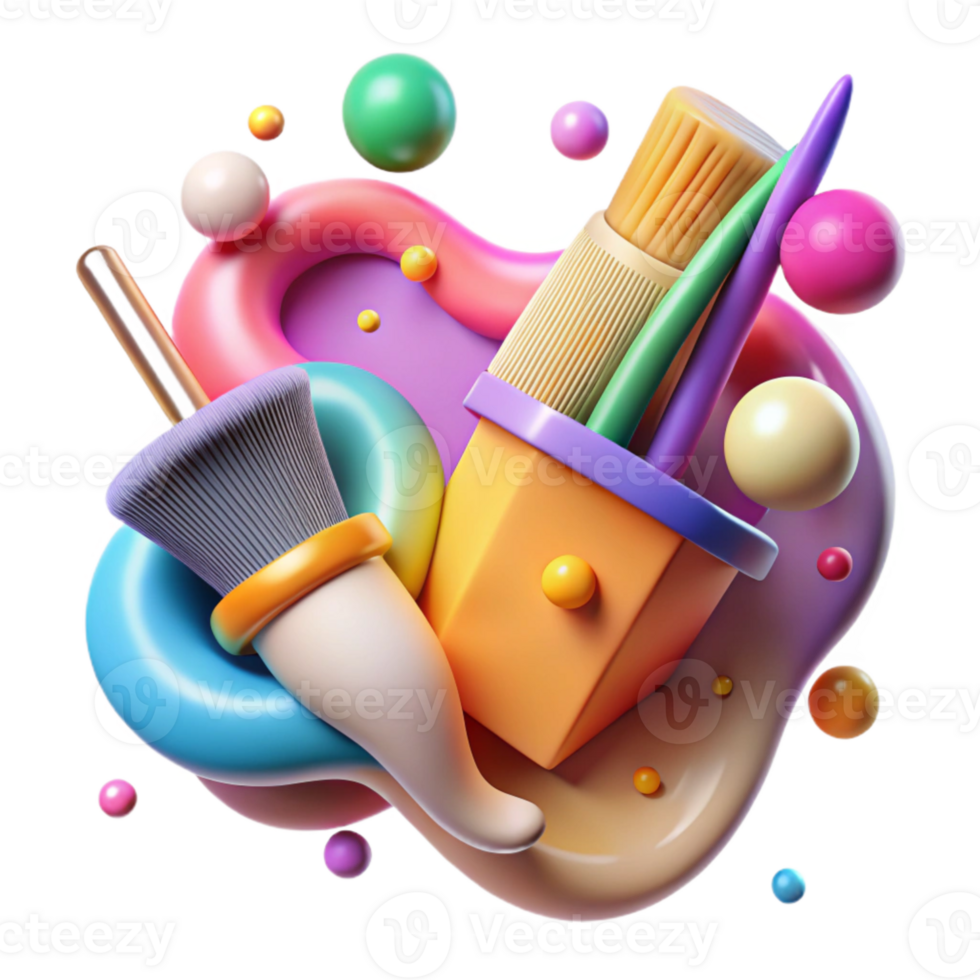 extraordinary creative Colorful Brushes Artistic Collaboration Transparent Background professional png