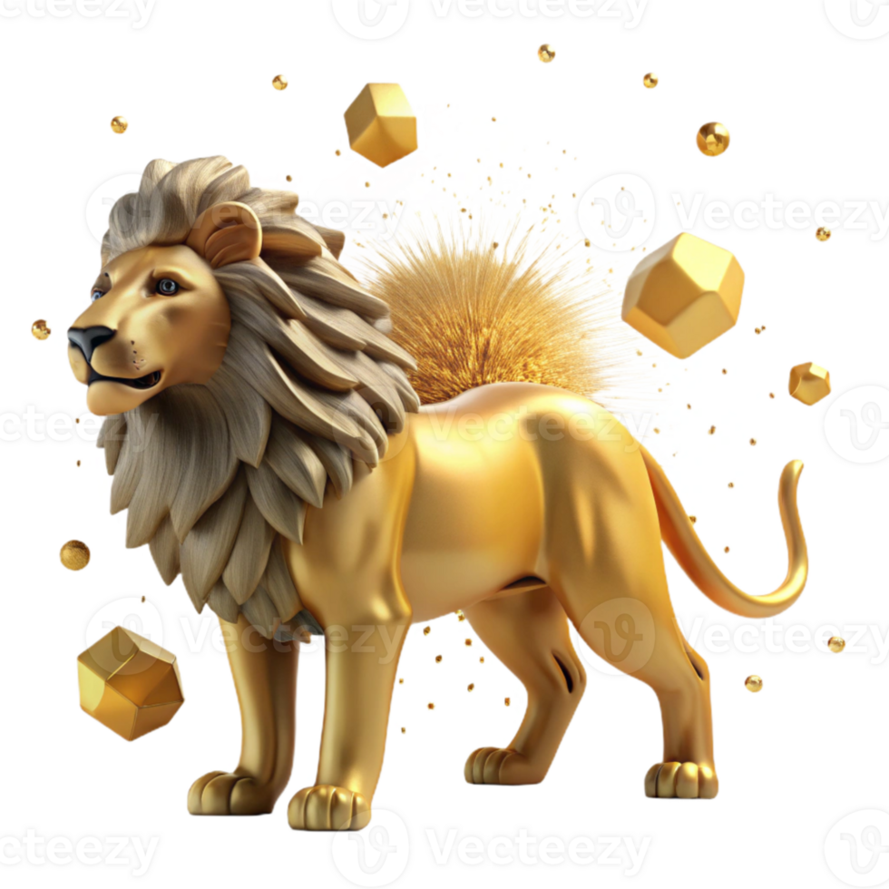 elegant classic African Lion Pride Silhouette Isolated Golden Fur authentic png