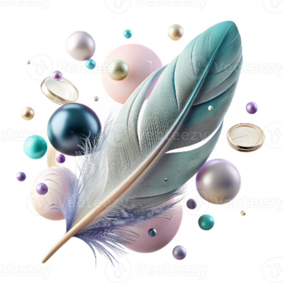 stunning abstract Feather Falling From Sky Soft Focus Transparent Background original png