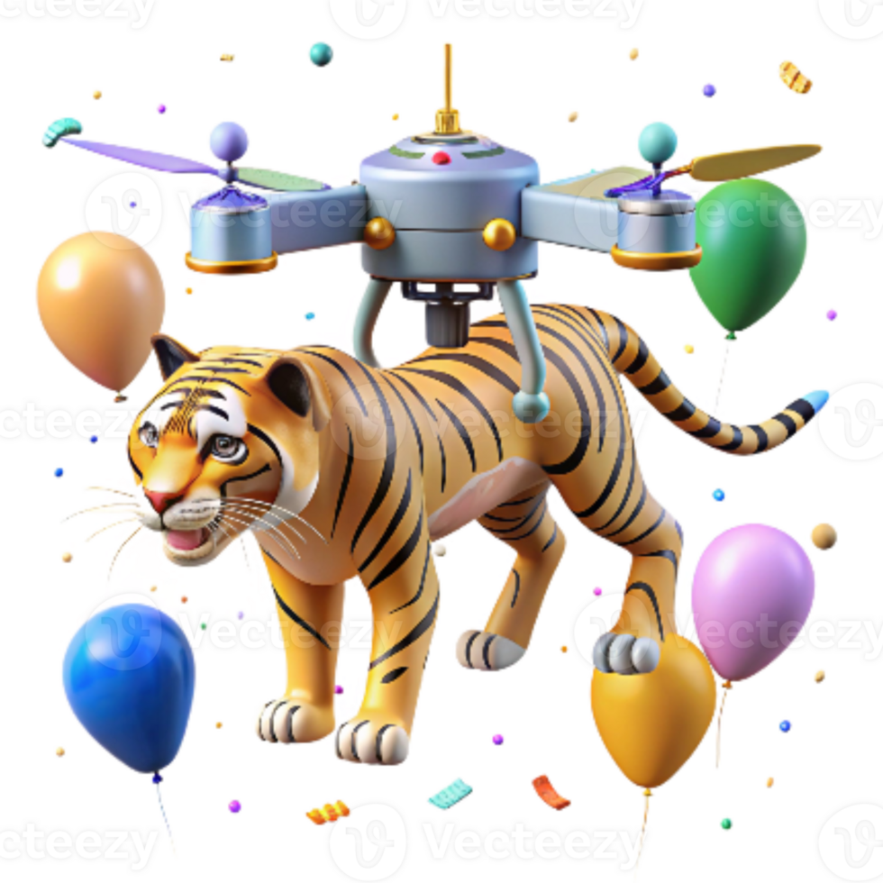 dramatic traditional Drone Tracking Malayan Tiger Transparent Background original png