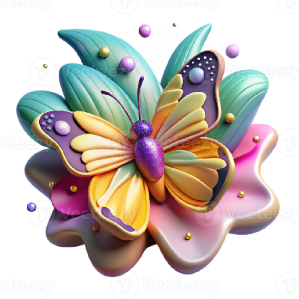 vibrant artistic Butterfly on Bright Flower Cutout high quality png