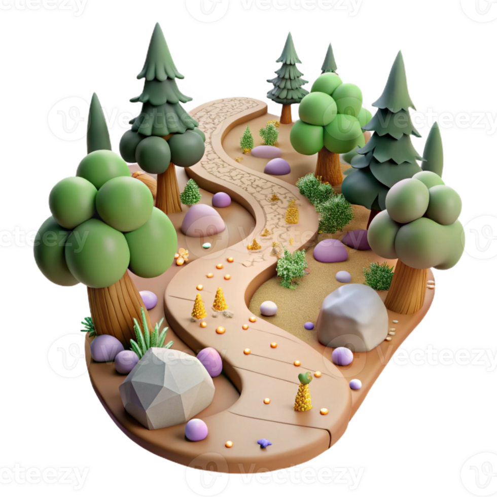 wonderful contemporary Forest Path Top View Isolated on Transparent Background png