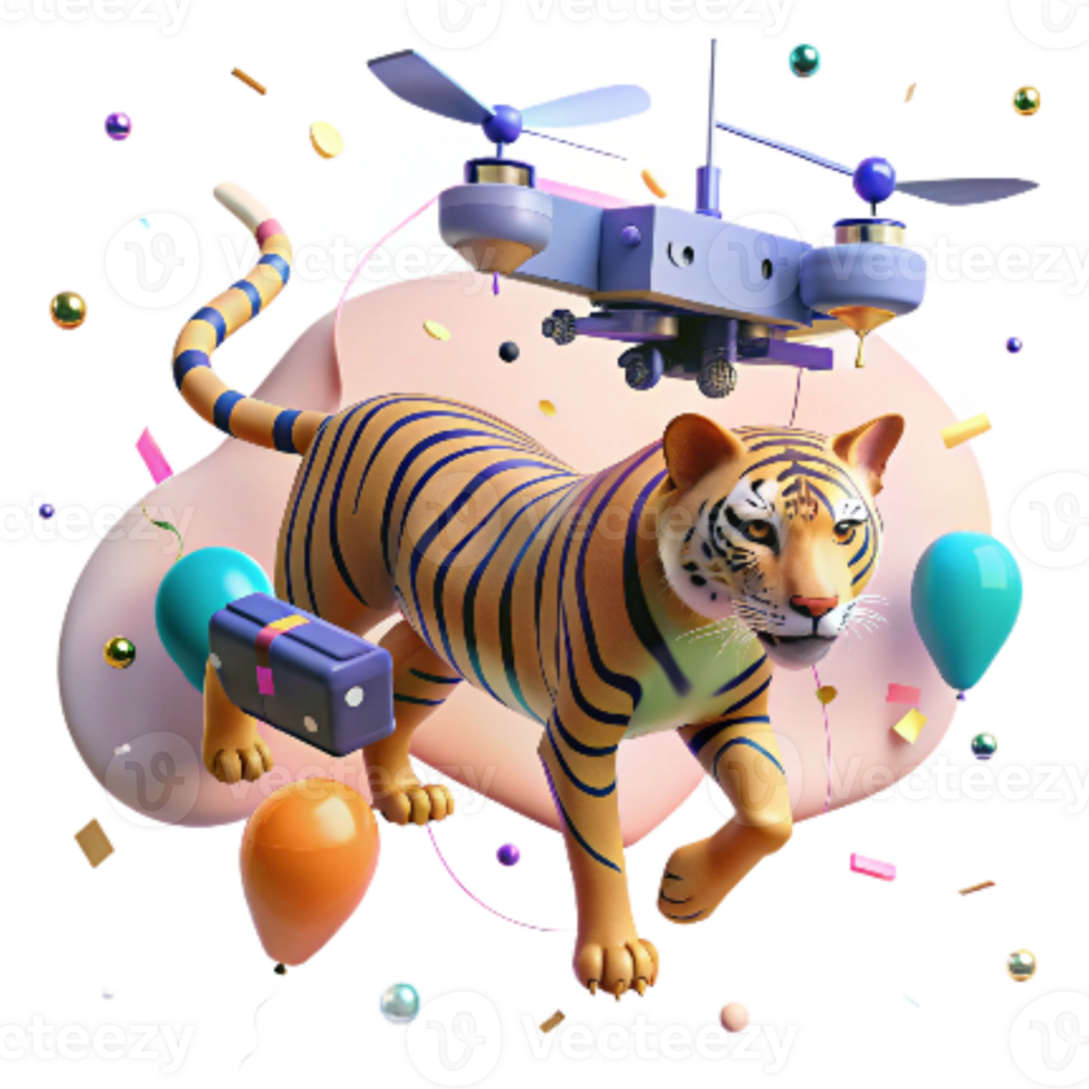 stunning traditional Drone Monitoring Bengal Tiger Isolated Cutout professional png