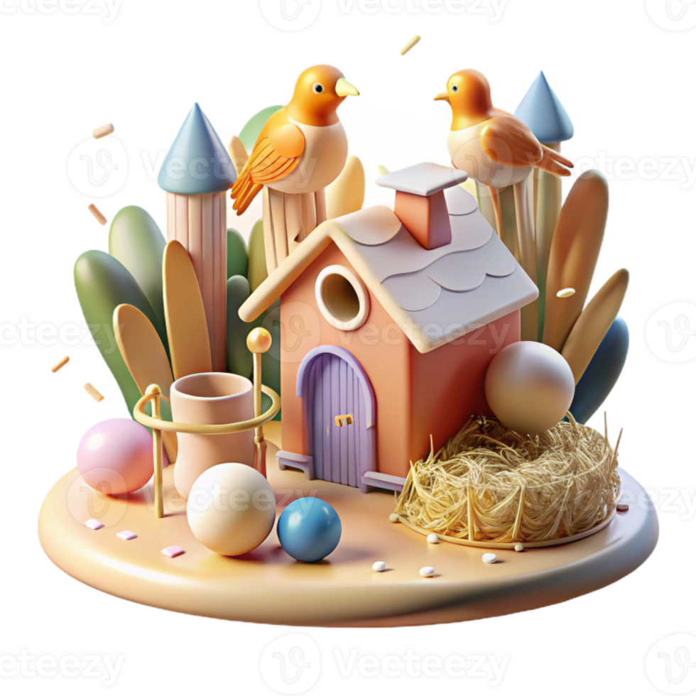 serene traditional Bright Sunlit Farm with Bird Feeder Cutout original png
