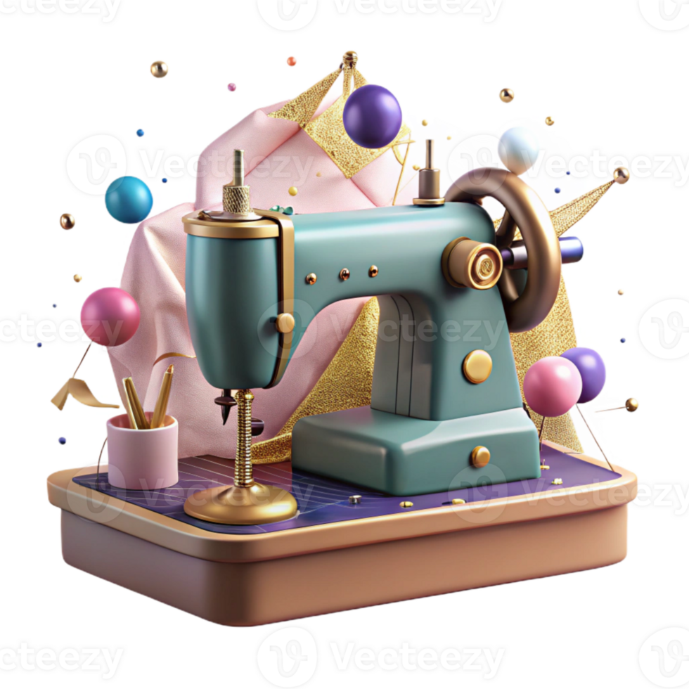dramatic artistic Antique Sewing Machine Cutout Isolated with Side View premium png