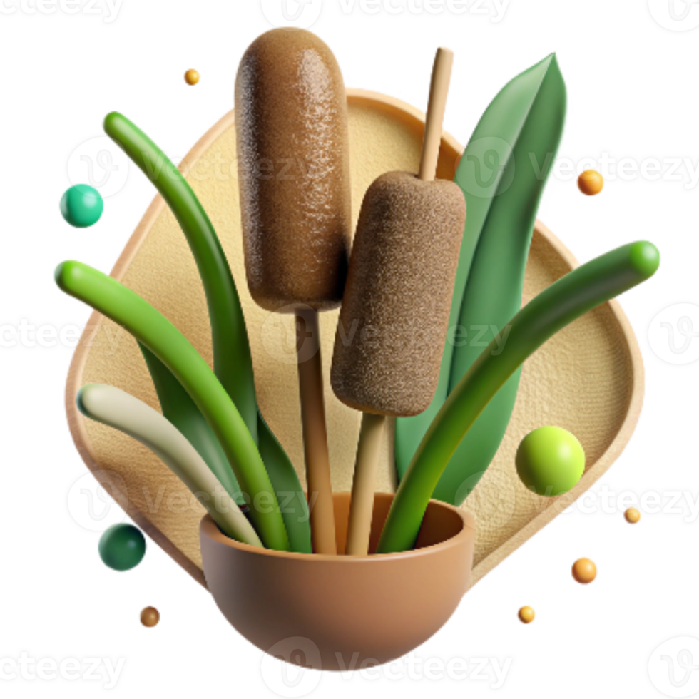 extraordinary creative Cattail Plant Cutout Isolated on Transparent Background professional png