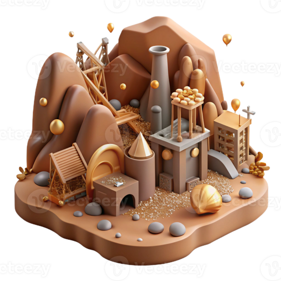 impressive artistic Destroyed Vegetation Mining Operations Cutout Brown Hues original png