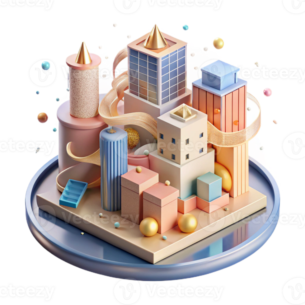 serene rustic Architectural Model Making with Miniature Buildings Transparent Background professional png