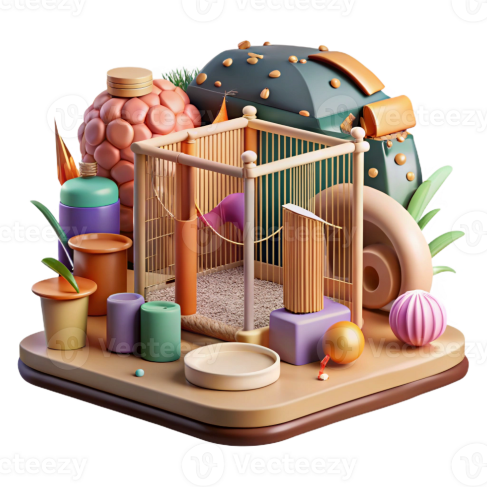 stunning abstract Detailed View of Zoo Enclosure with Enrichment Items Transparent Background exclusive png