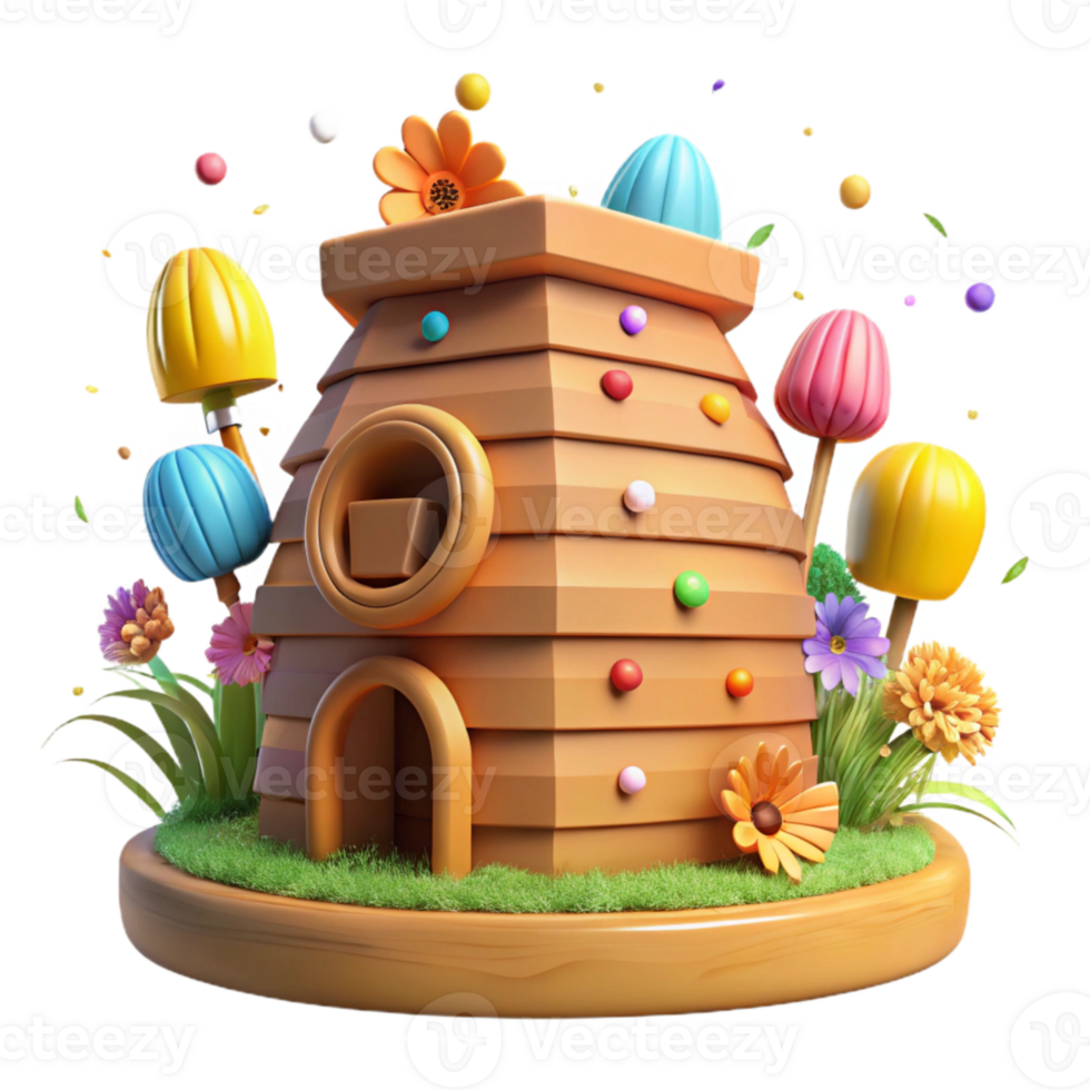 dramatic modern Close Up Beehive in Orchard Near Wildflower Meadow Isolated premium png
