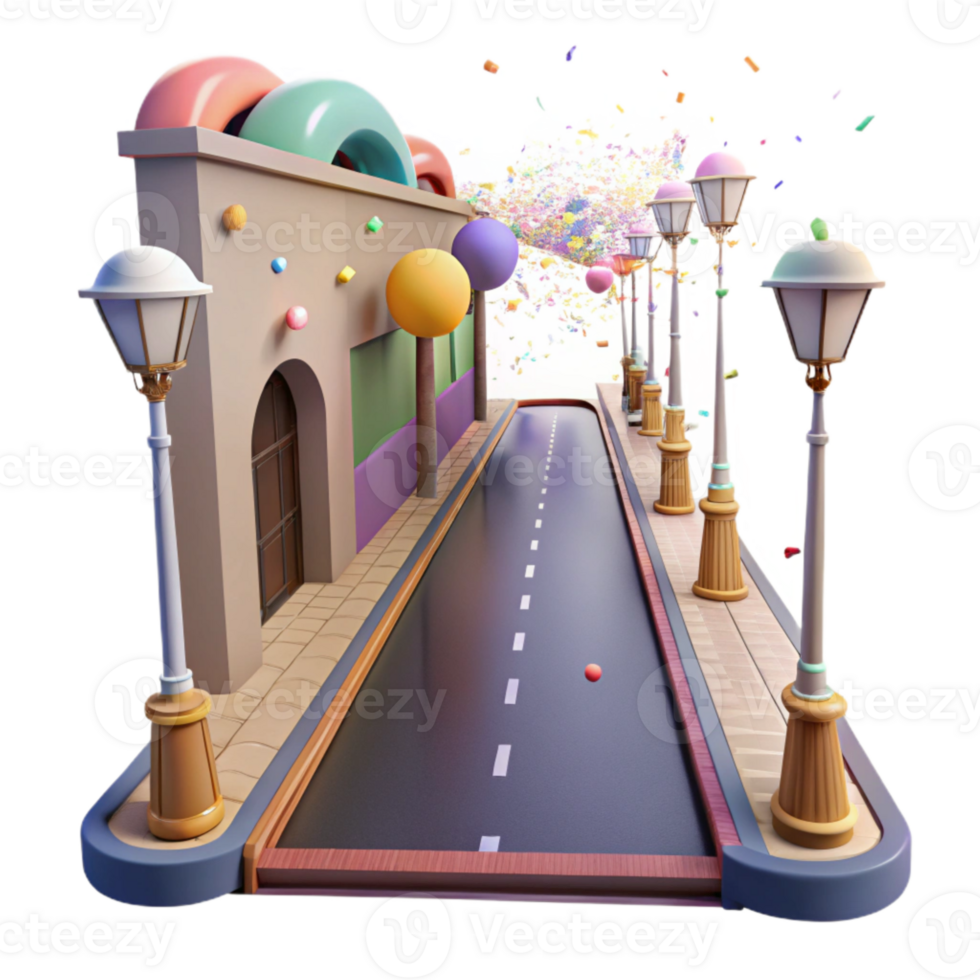 impressive traditional City Street with Empty Sidewalk Transparent Background high quality png