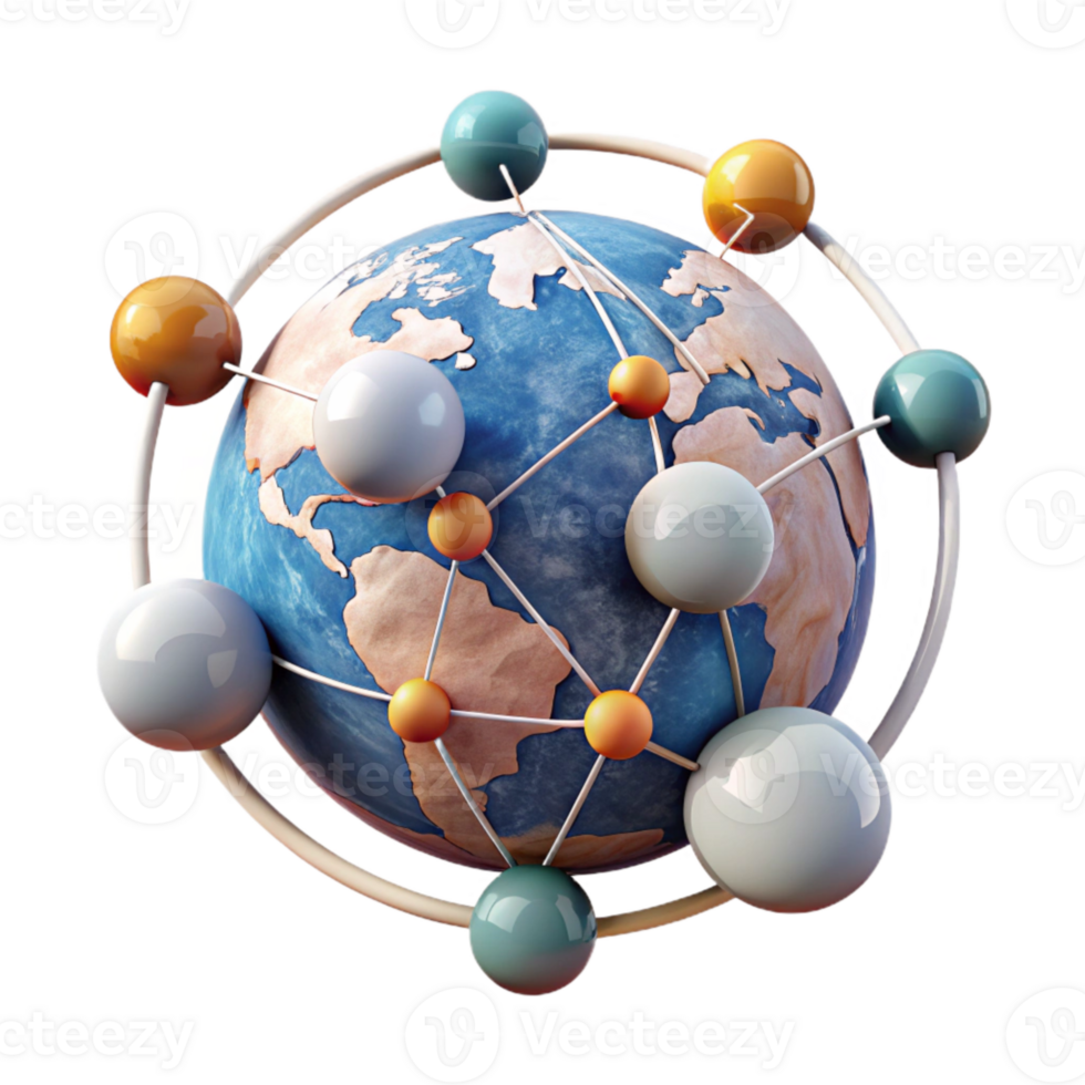 beautiful contemporary Global Communication Network Diagram Isolated on White professional png