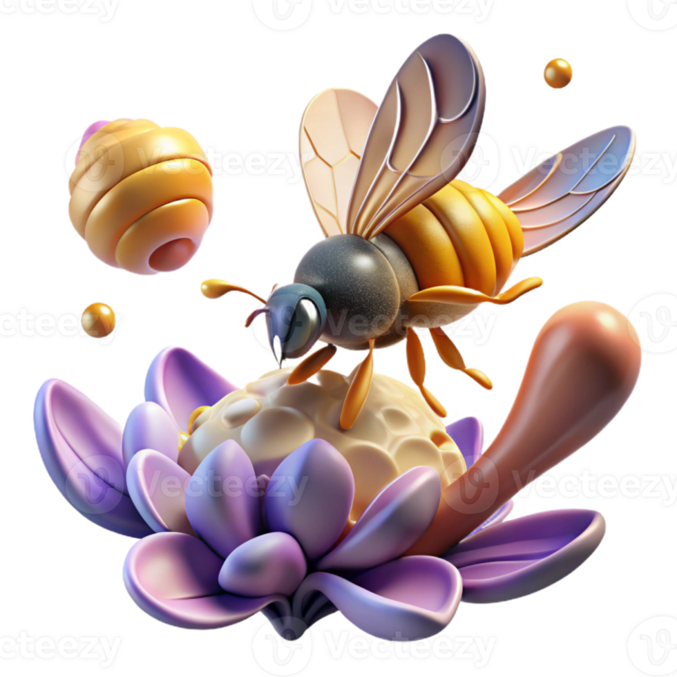 wonderful contemporary Bee Flying Towards Flower Blurred Motion Cutout detailed png
