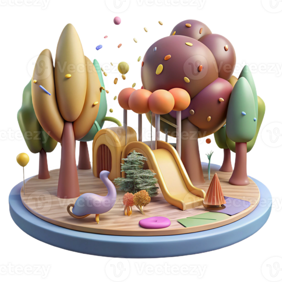 serene abstract City Park with Playground and Squirrels Transparent Background Urban Recreation authentic png