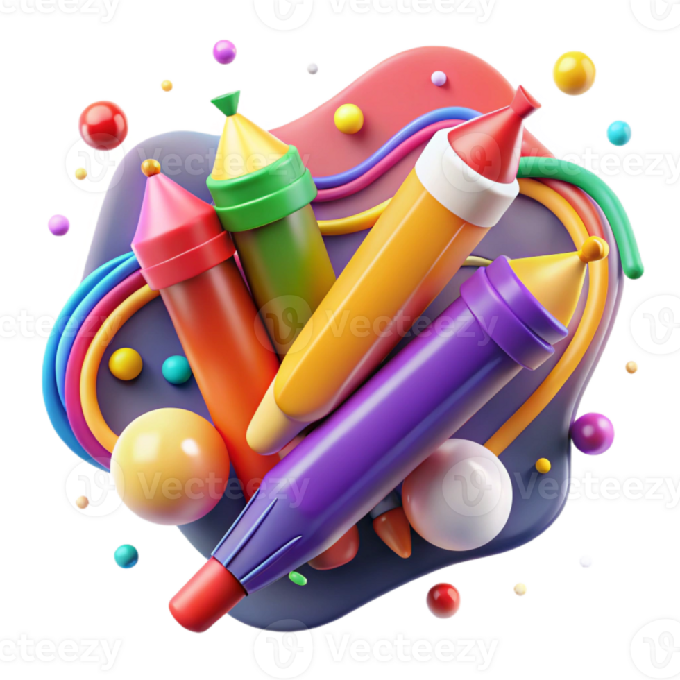 elegant contemporary Colorful Markers Creative Design Collaboration Transparent Background professional png