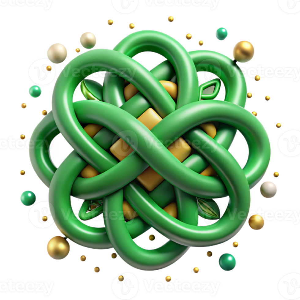 beautiful creative Celtic Knotwork Design Green Swirls Isolated genuine png