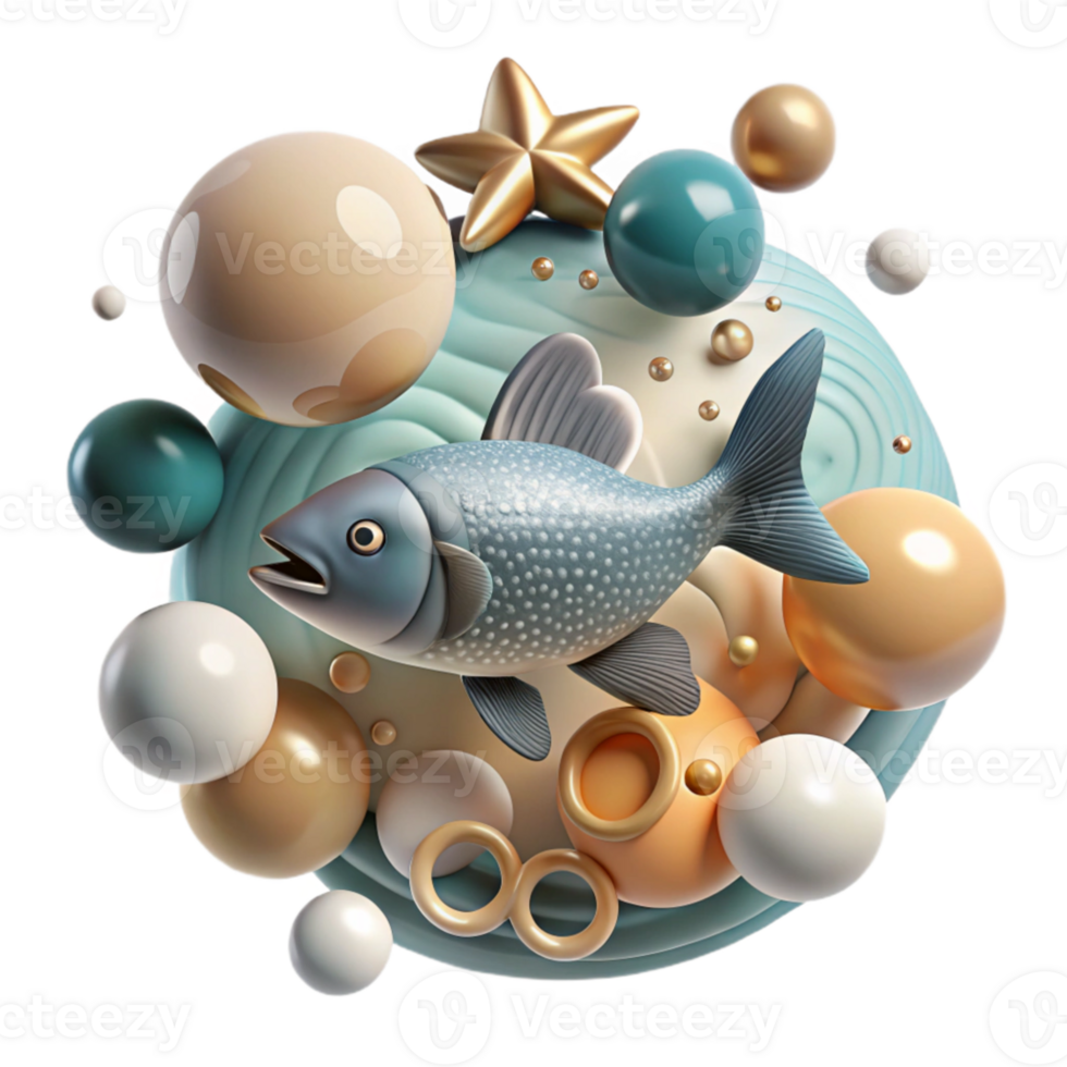 dramatic rustic Fish School Swimming in Circles Cutout White Background premium png