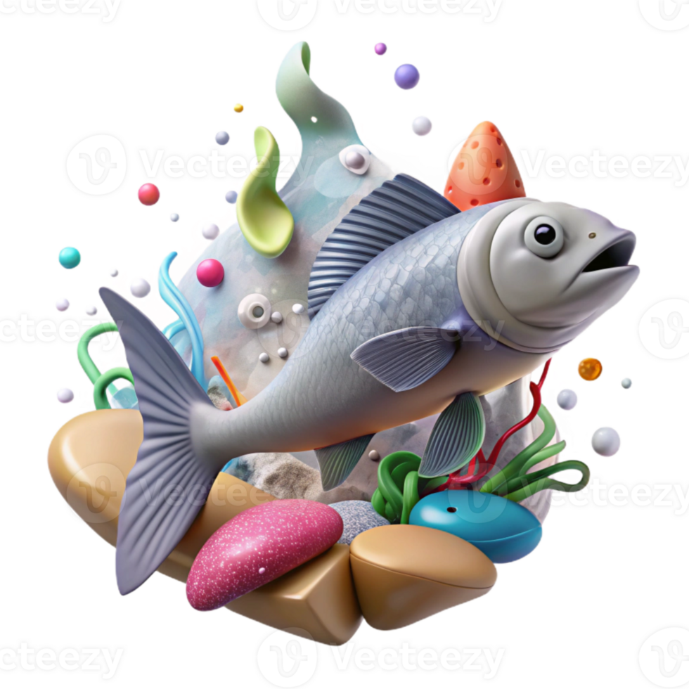 extraordinary artistic Fish Swimming in Polluted Water Isolated Cutout Underwater View high resolution png