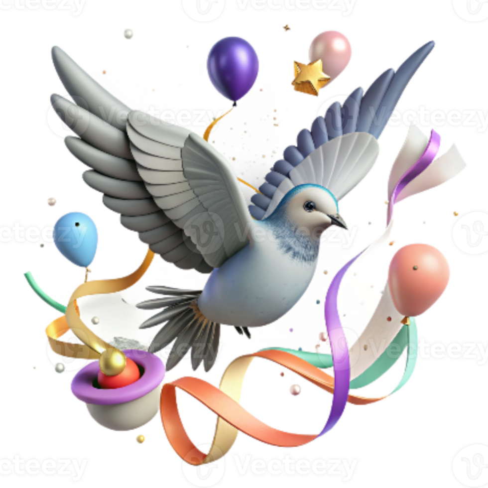 magnificent modern Bird in Flight with Clouds Isolated Element png