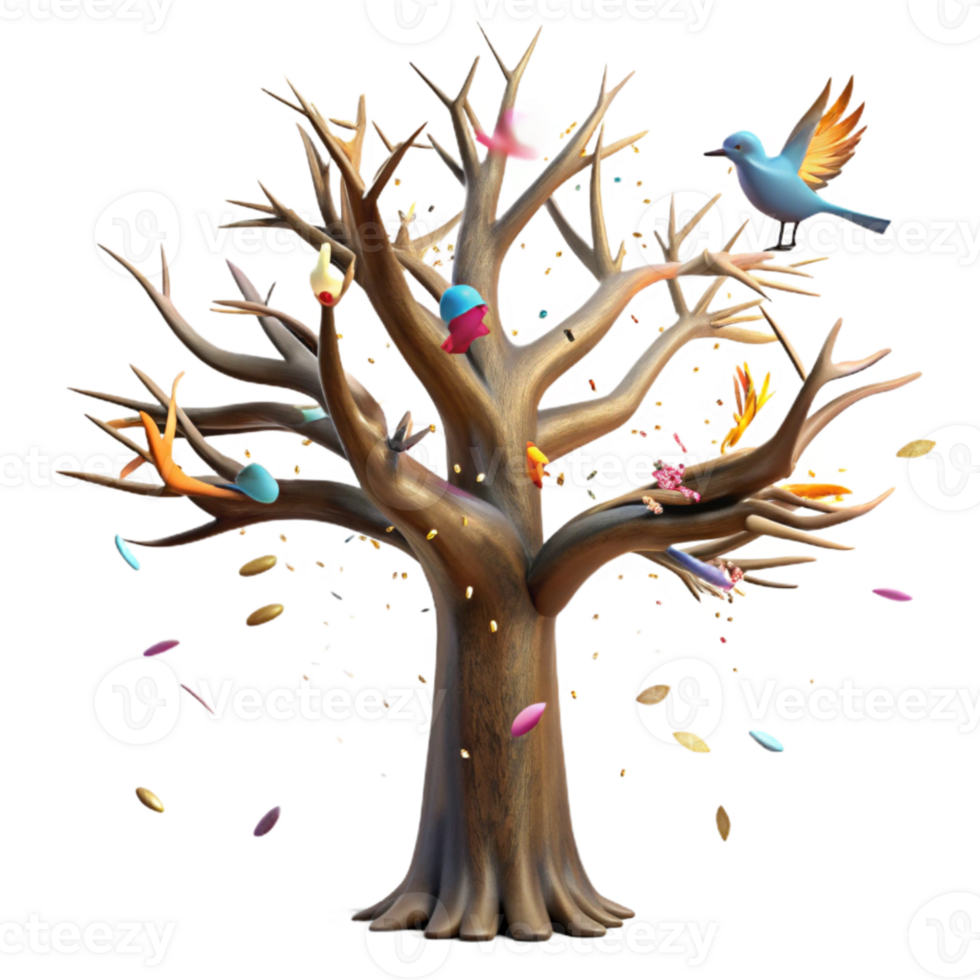 elegant creative Fire Damaged Tree Bird Nest Isolated high resolution png
