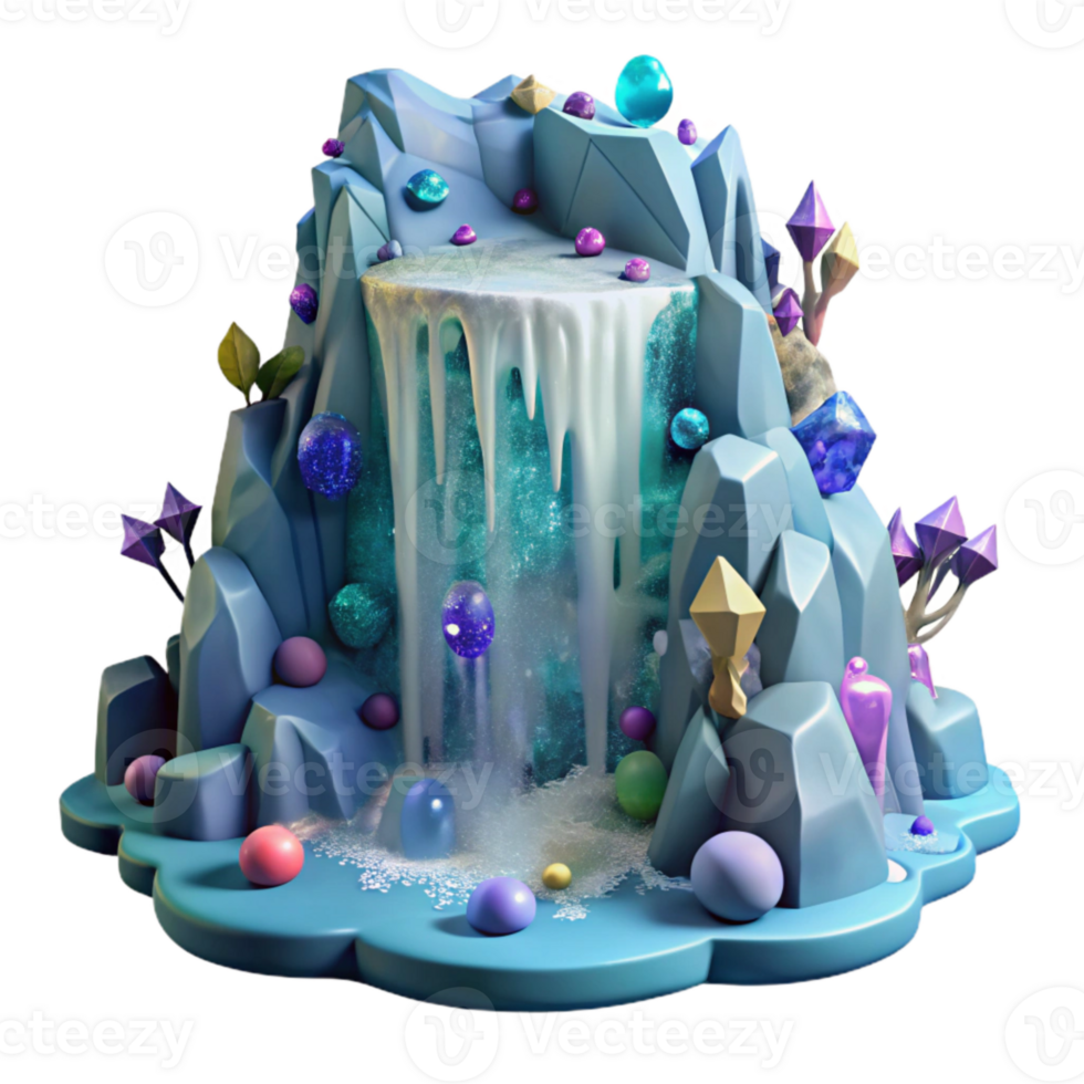 vibrant abstract Frozen Waterfall Cutout on Transparent Background genuine png