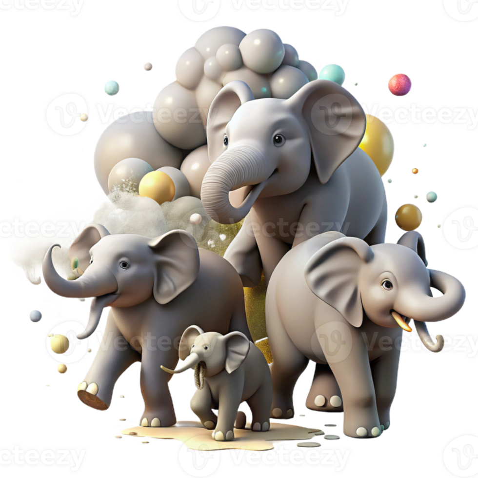 extraordinary rustic Elephant Family Running Dust Cloud Transparent Background high resolution png