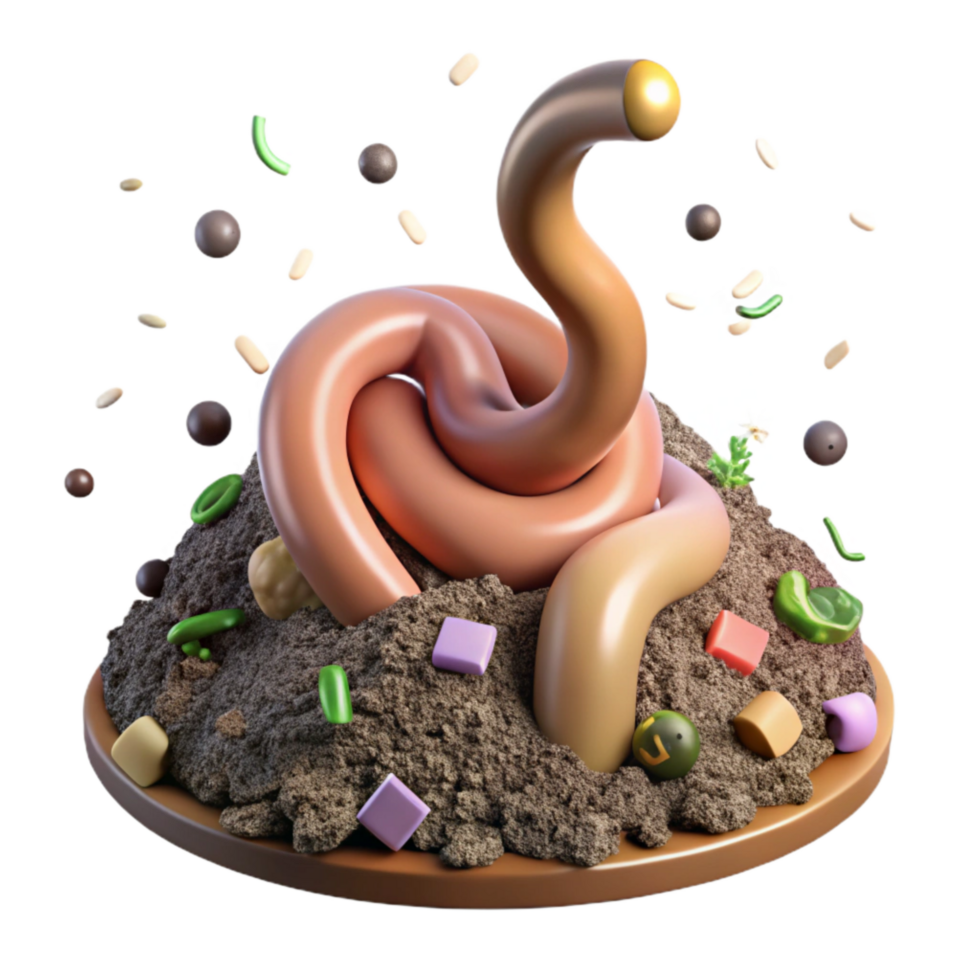 beautiful modern Close Up Earthworm in Healthy Farm Soil Transparent high quality png