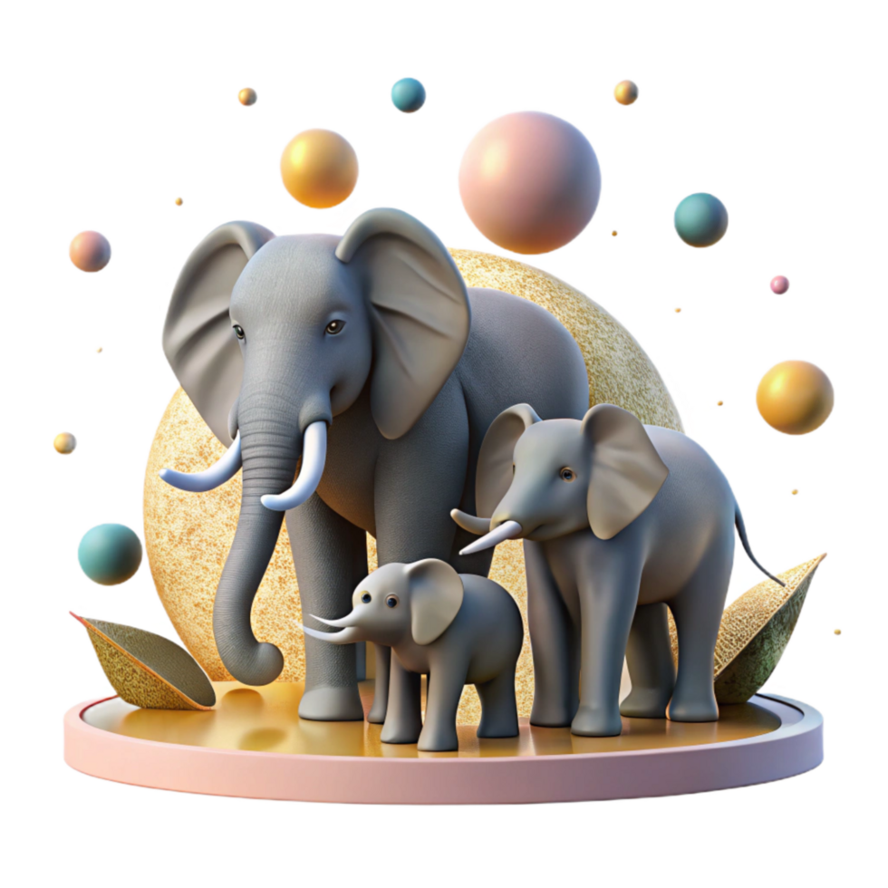 extraordinary classic Elephant Family Silhouette Midday Sun Isolated exclusive png