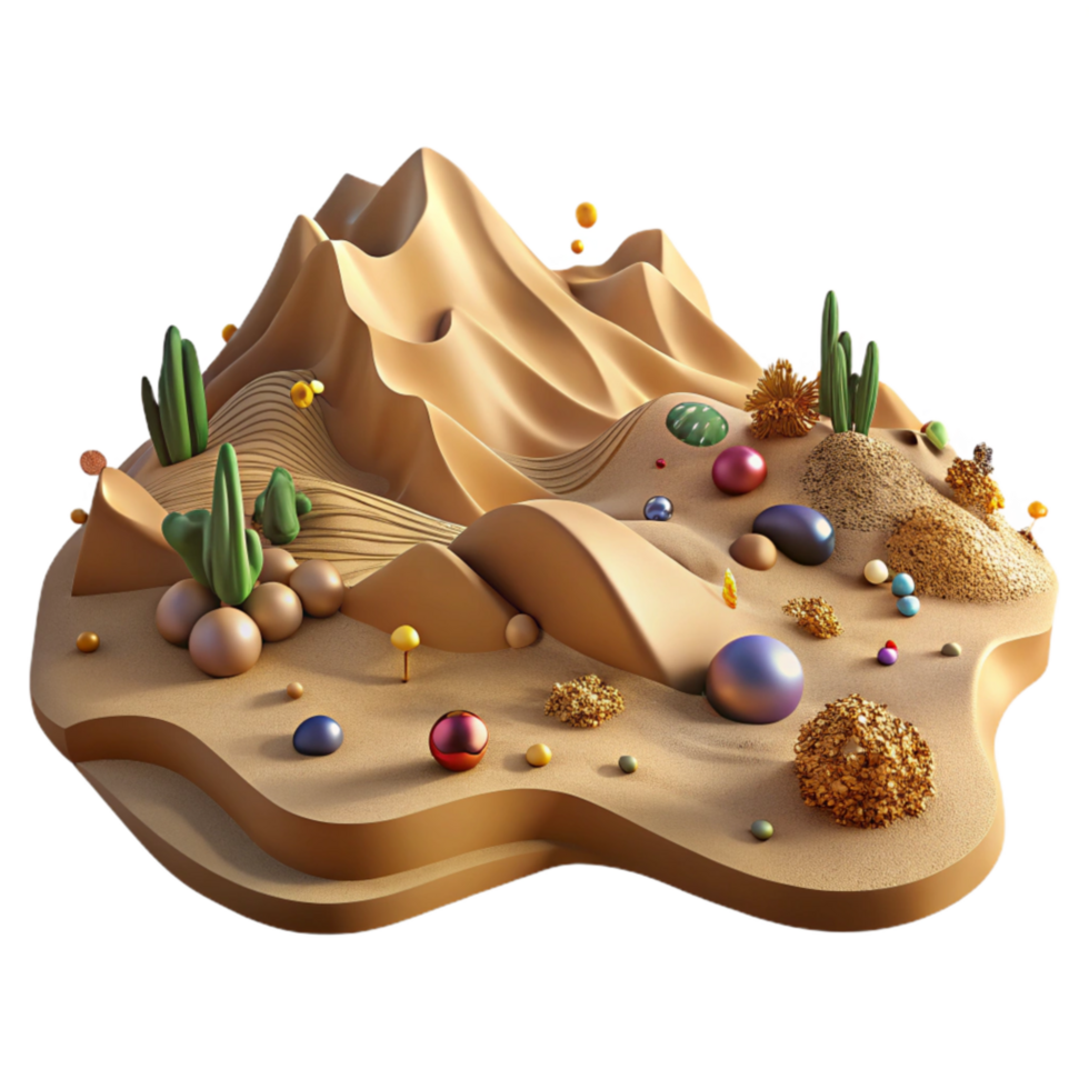 serene creative Desert Landscape Sand Dunes Aerial View Isolated Element professional png