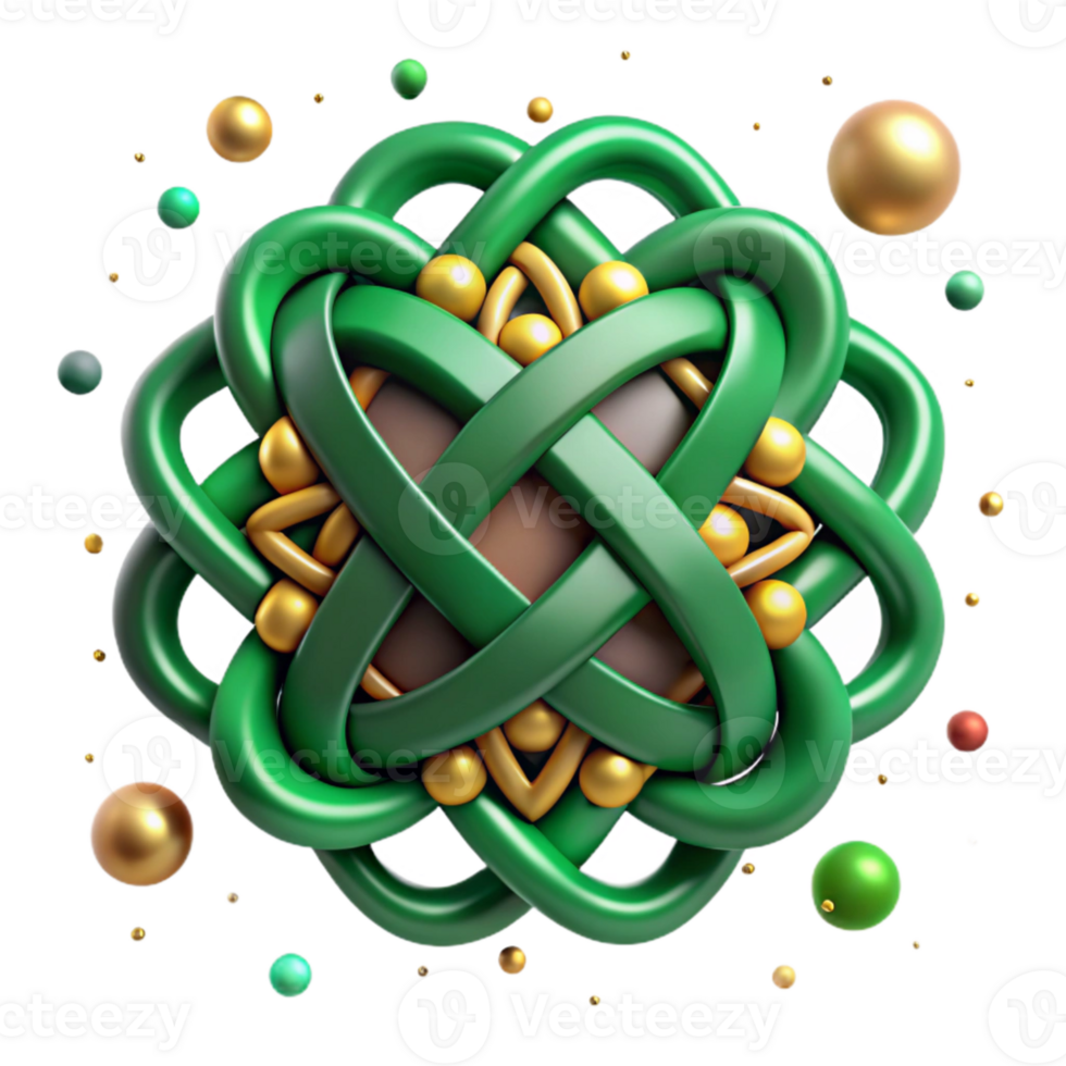 impressive artistic Celtic Knotwork Design Green Swirls Isolated high resolution png