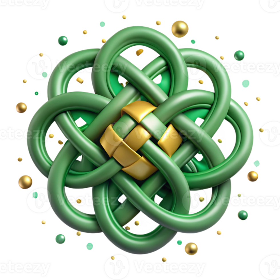 vibrant traditional Celtic Knotwork Design Green Swirls Isolated authentic png