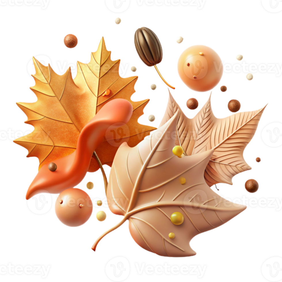 dramatic rustic Autumn Leaves Falling Isolated Element detailed png