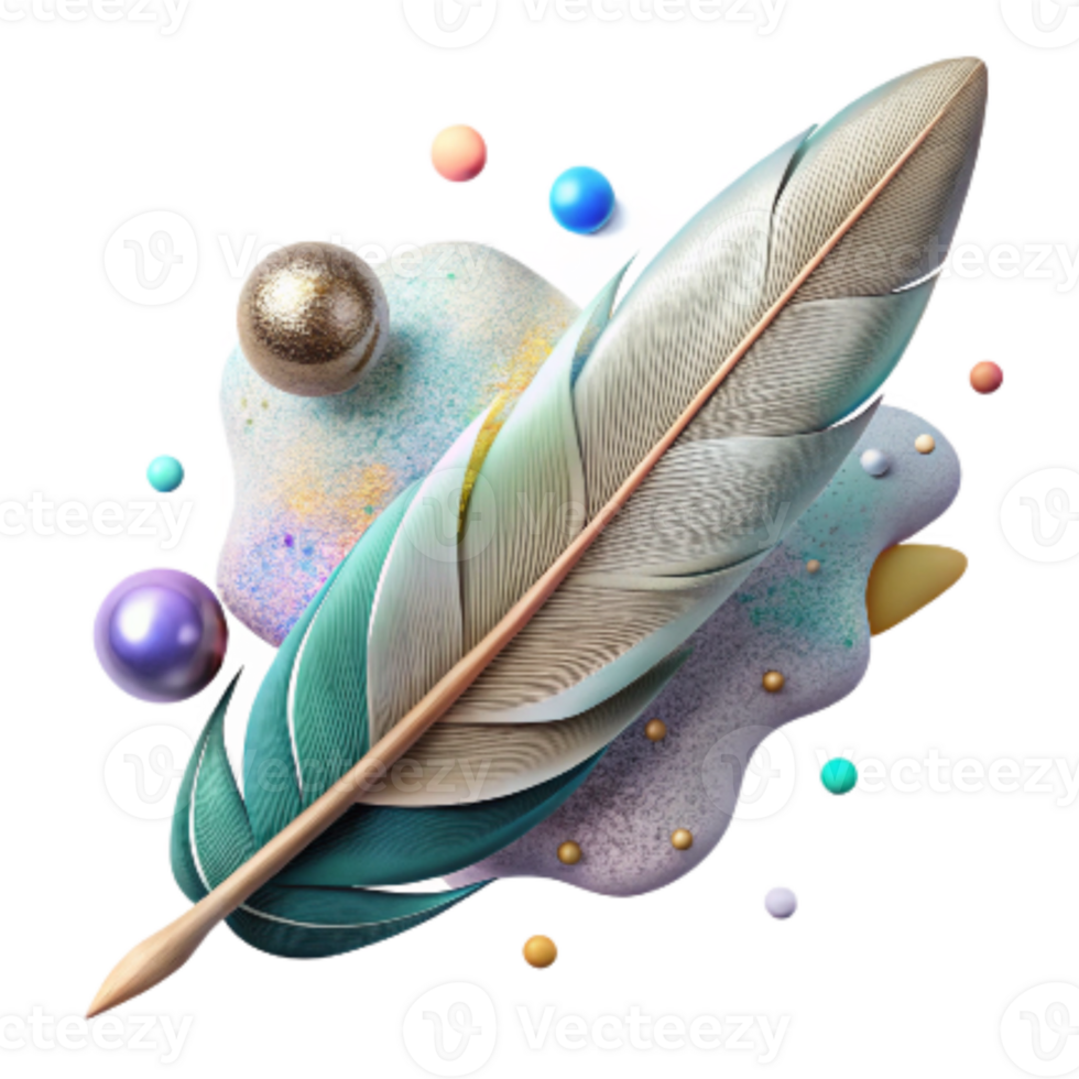 elegant artistic Bird Feather Watercolor Style Transparent Cutout detailed png