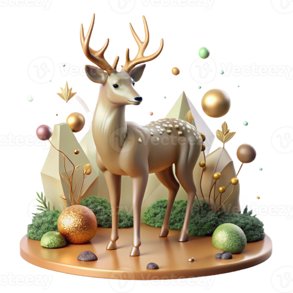 vibrant traditional Deer Grazing in Meadow Soft Lighting Isolated premium png