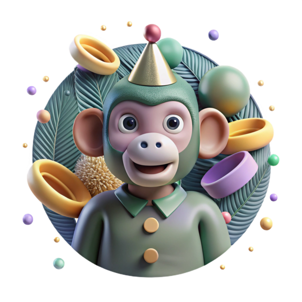 elegant minimalist Ai Tracking Monkey Troop Isolated detailed png