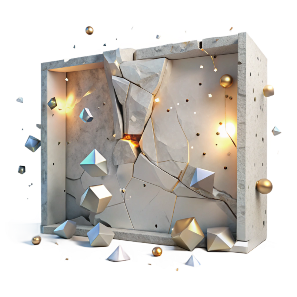 dramatic modern Cracked Wall with Light Shining Through with Transparent Background premium png