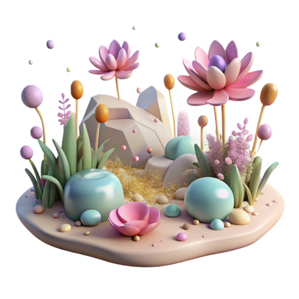 magnificent vintage Flowering Meadow Landscape with Soft Lighting Cutout high quality png