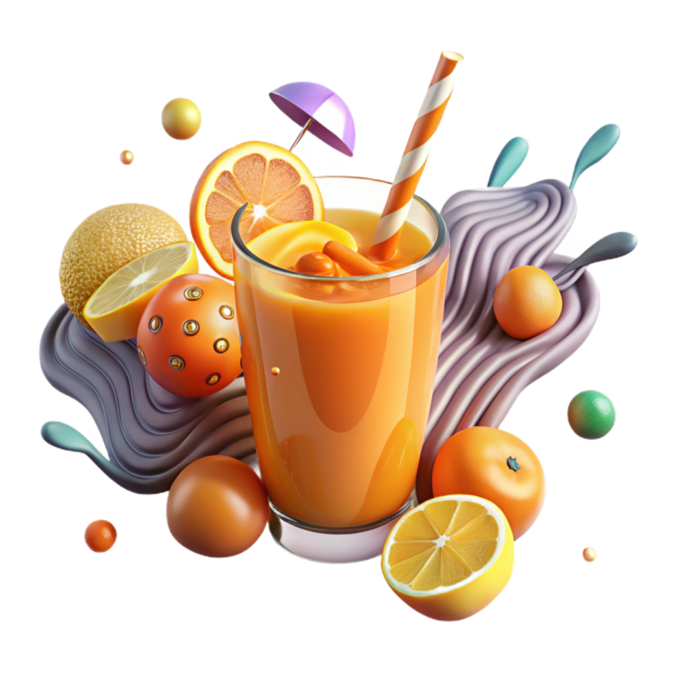 stunning modern Freshly Squeezed Orange Juice in Glass Isolated high resolution png