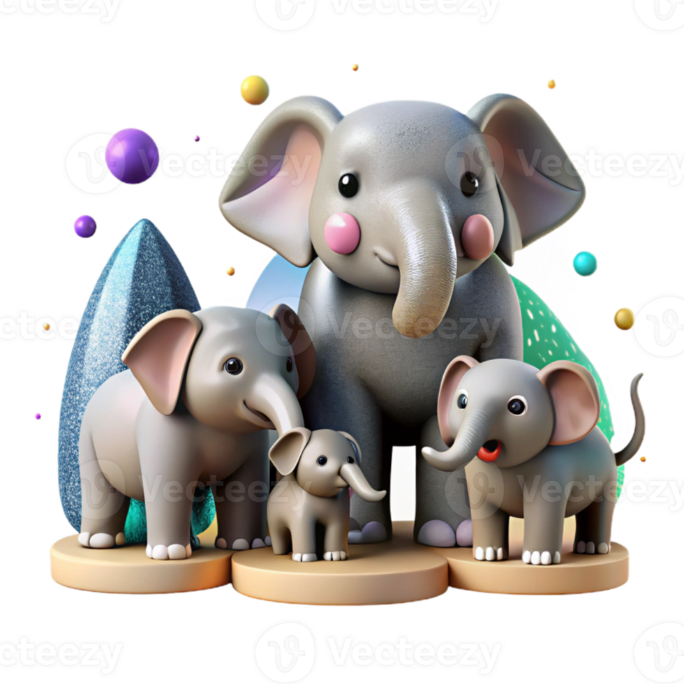 vibrant rustic Elephant Family Mourning Loss Illustration Isolated authentic png