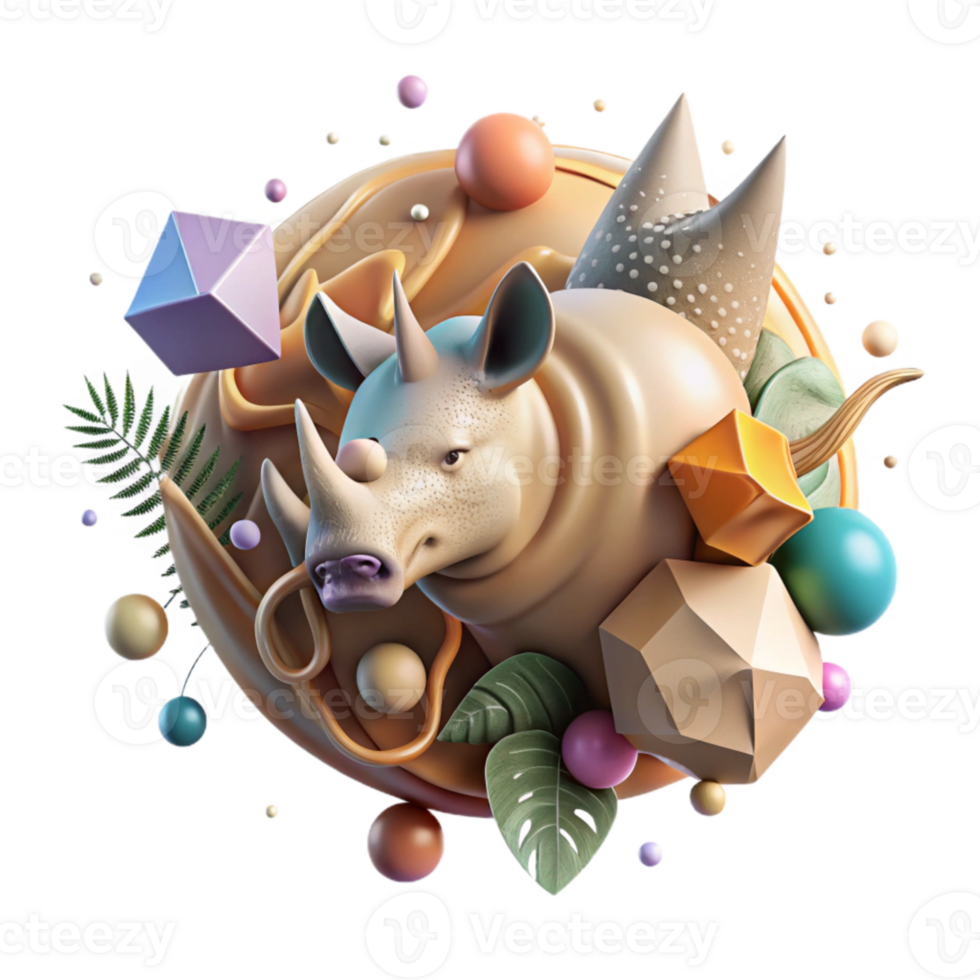 beautiful rustic Deforestation Effect on Javan Rhino Isolated professional png