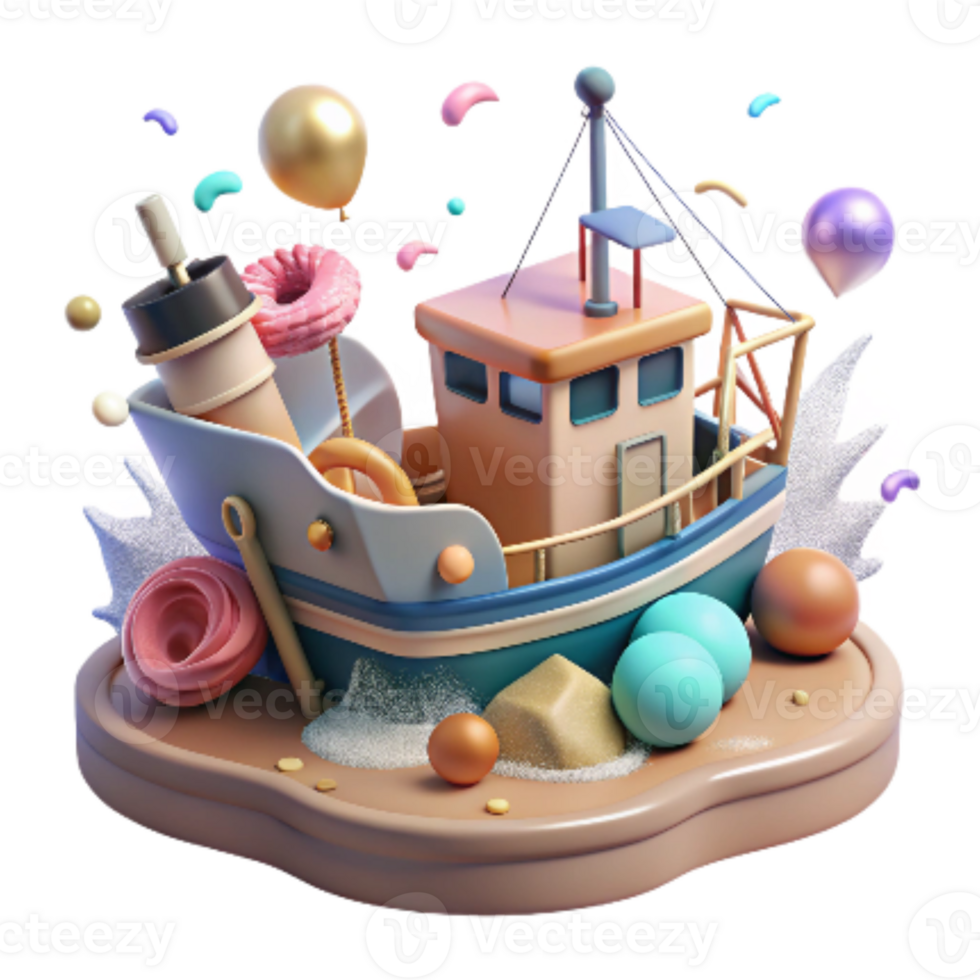 dramatic rustic Fishing Boat and Oil Spill Cutout premium png