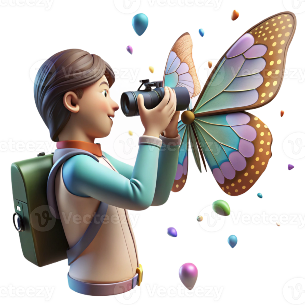 wonderful contemporary Citizen Scientist Photographing Butterfly Isolated Side Angle png