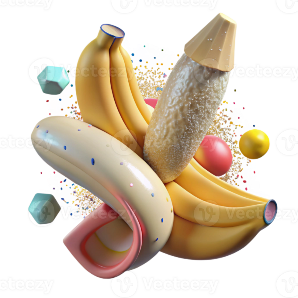 impressive minimalist Banana Peeled and Whole Isolated professional png