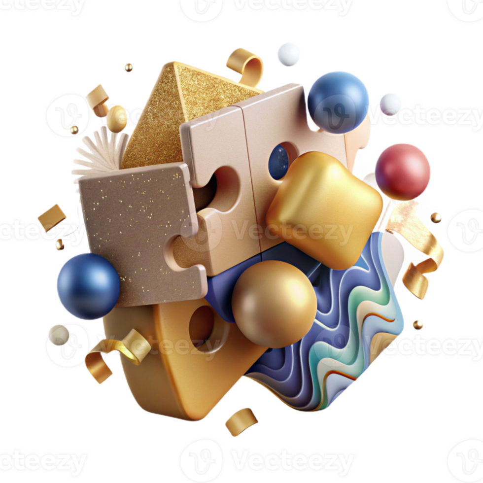 wonderful minimalist Abstract Teamwork Puzzle Solution Isolated Element professional png